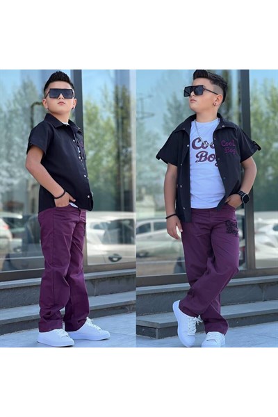 COOL BOY NAKIŞLI GÖMLEKLİ 3LÜ ERKEK TAKIMI