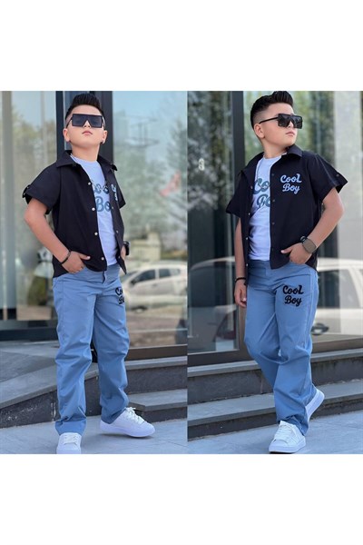 COOL BOY NAKIŞLI GÖMLEKLİ 3LÜ ERKEK TAKIMI