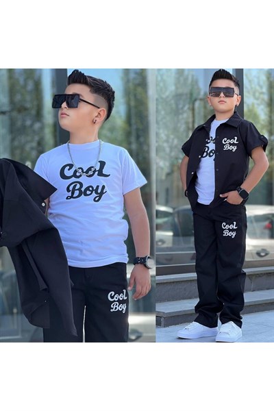 COOL BOY NAKIŞLI GÖMLEKLİ 3LÜ ERKEK TAKIMI