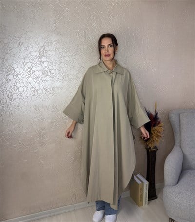 Açık Camel Pelerin Trençkot 