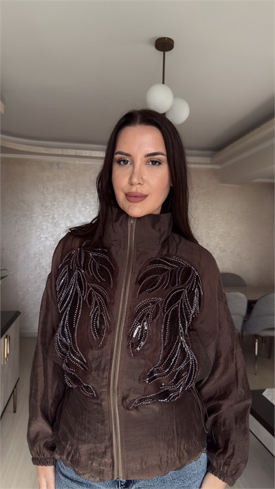 Nakışlı Dik Yaka Ceket 