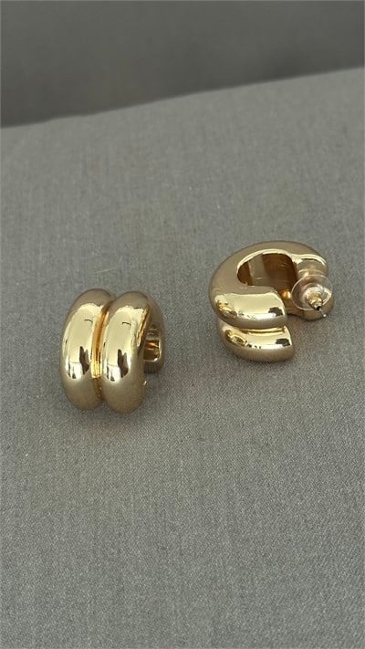 Mona Gold Bombeli Mini Çelik Küpe