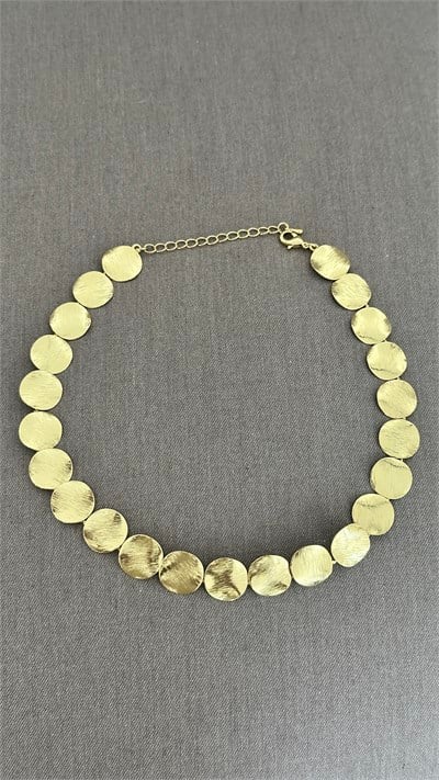 Sole Gold Disk Boncuklu Çelik Kolye