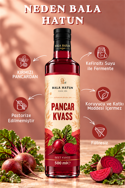 Bala Hatun Pancar Kvass 500ml - Doğal Fermente (6lı Cam Şişe)