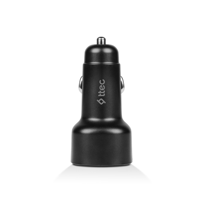 2CKP02LS ttec SmartCharger Duo PD 48W Araç Hızlı Şarj Aleti USB-C+USB-A - USB-C-Lightning Kablo Siyah