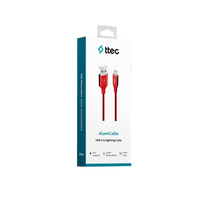 2DK16K ttec AlumiCable USB-A - Lightning Şarj Kablosu Kırmızı