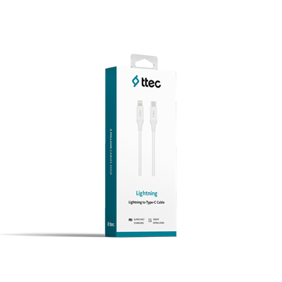 2DK40B ttec USB-C - Lightning Hızlı Şarj Kablosu 150cm Beyaz