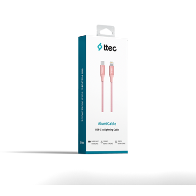 2DK41RA ttec AlumiCable USB-C - Lightning Hızlı Şarj Kablosu 150cm Roze Altın