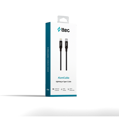 2DK41S ttec AlumiCable USB-C - Lightning Hızlı Şarj Kablosu 150cm Siyah
