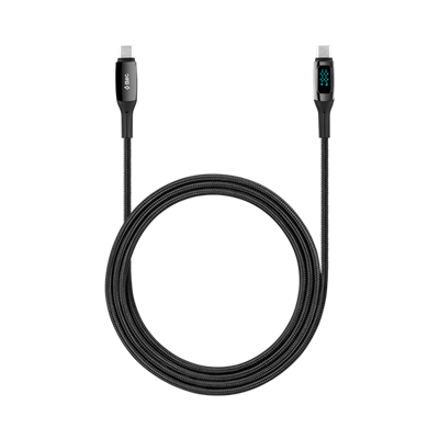 2DK57S ttec AlumiCable LCD USB-C – USB-C 100W PD/QC 150cm Hızlı Şarj/Data Kablosu ,Siyah