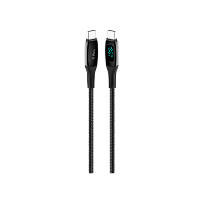 2DK57S ttec AlumiCable LCD USB-C – USB-C 100W PD/QC 150cm Hızlı Şarj/Data Kablosu ,Siyah