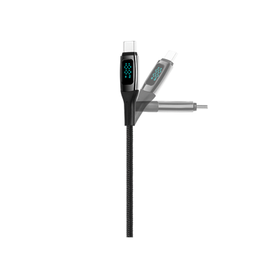 2DK57S ttec AlumiCable LCD USB-C – USB-C 100W PD/QC 150cm Hızlı Şarj/Data Kablosu ,Siyah