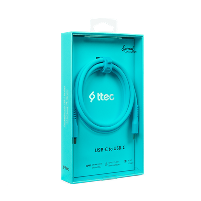 2DK59NM ttec USB-C - USB-C 120cm 60W PD/QC Hızlı Şarj/Data Kablosu Neon Mavi