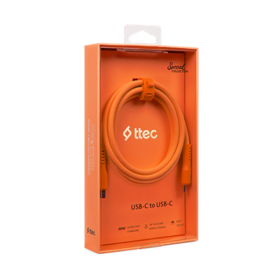 2DK59NT ttec USB-C - USB-C 120cm 60W PD/QC Hızlı Şarj/Data Kablosu Neon Turuncu