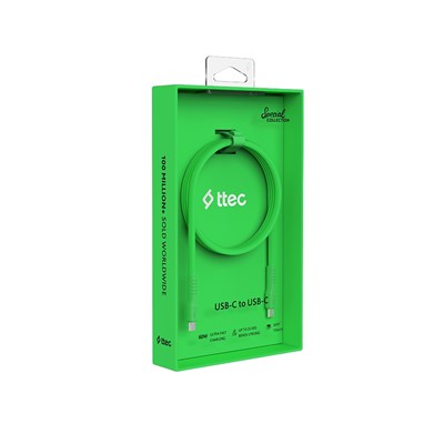 2DK59NY ttec USB-C - USB-C 120cm 60W PD/QC Hızlı Şarj/Data Kablosu Neon Yeşil