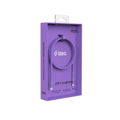 2DK60NMR ttec USB-C - Lightning Hızlı Şarj Kablosu 120cm Neon Mor
