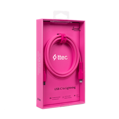 2DK60NP ttec USB-C - Lightning Hızlı Şarj Kablosu 120cm Neon Pembe