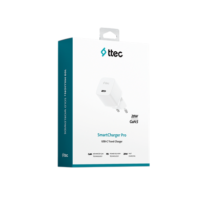 2SCG20B ttec SmartCharger GAN 20W PD Seyahat Hızlı Şarj Aleti Beyaz