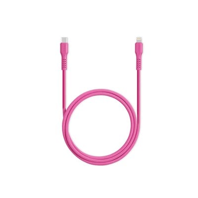 2SCG20LNP ttec SmartCharger GAN 20W PD Seyahat Hızlı Şarj Aleti + USB-C - Lightning 120cm Kablo Neon Neon Pembe