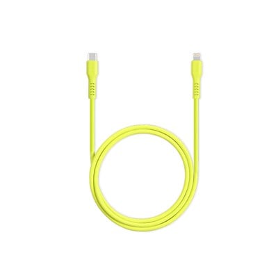 2SCG20LNS ttec SmartCharger GAN 20W PD Seyahat Hızlı Şarj Aleti + USB-C - Lightning 120cm Kablo Neon Neon Sarı