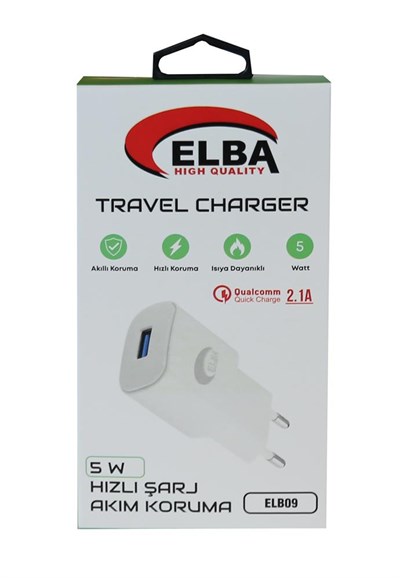 Elba Elb09 5W 2.1A Hızlı Şarj Akıllı Koruma Usb EV Şarj Kafa