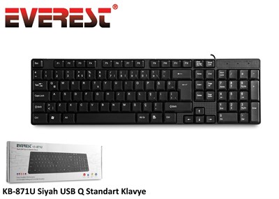 Everest KB-871U Siyah Q Usb Kablolu Standart 108 Tuşlu Klavye