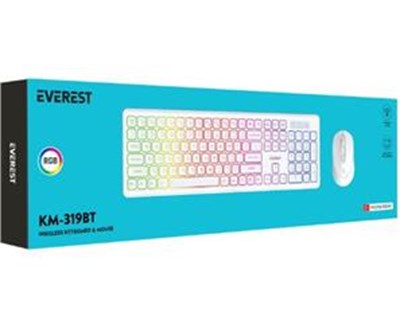 Everest KM-319BT Beyaz 2.4G+BT1+BT2 Çoklu Cihaz Bağlantılı Q Set Kablosuz Klavye + Mouse