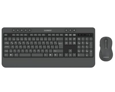 Everest KM-6585 Dual Gri-Siyah Kablosuz Çift Space Tuşlu Q Klavye + Mouse Set