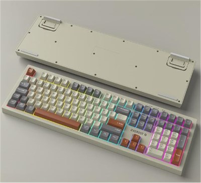 Everest KM-78 Rena Krem-Gri-Kahve Kablosuz 2.4 + BT RGB Aydınlatmalı Sessiz Q  Klavye + Mouse Se