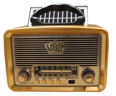 Everton RT-681  Solarlı,Ledli, Şarjlı Nostaljik Radyo (FM-AM-SW-USB-TF)