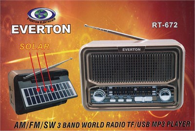 Everton Rt-672 Bluetooth Fm-Usb-Tf-Aux Şarjlı Solar Nostaljik Radyo