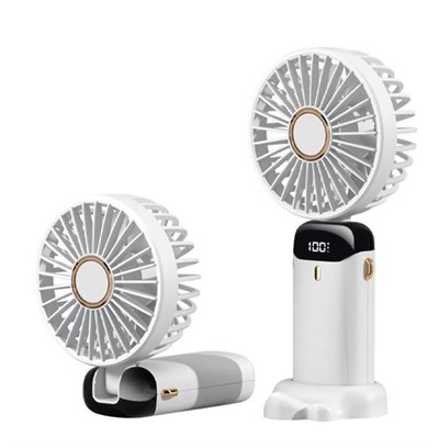 Feny FN-F30 Beyaz Kademeli Ultra Sessiz Led Göstergeli Katlanabilir Şarjlı 1200Mah Mini El Fanı