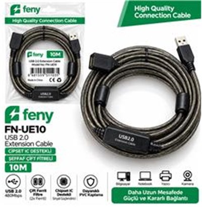 Feny FN-UE10 10mt Usb Uzatma Kablo 2.0 Extension Cipsed Destekli Çift Filtreli