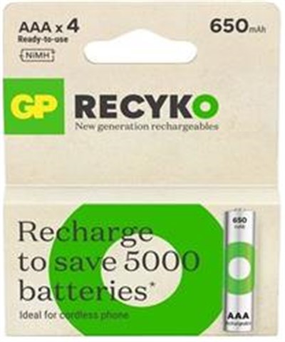 GP AAA 650 mAh Şarjlı Recharge İnce Kalem Pil 4lü Paket GP65AAAHVC-2TLB4