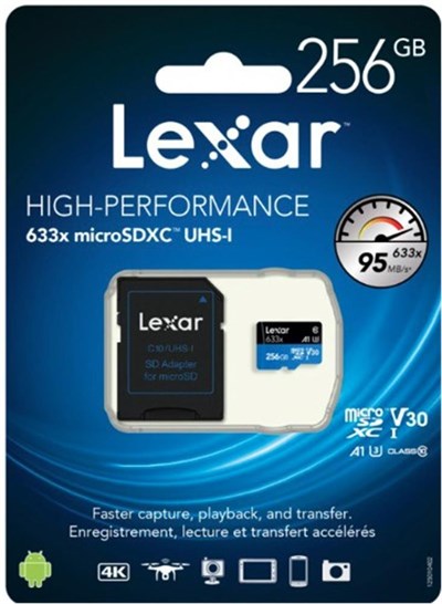 Lexar 512gb microSDXC™ UHS-I, SD adaptörlü, 100 MB-snye kadar okuma, 70 MB-snye kadar yazma