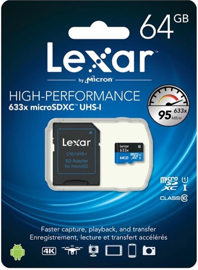 Lexar 64GB C10 A1 V30 U3  Hafıza Kartı + Adaptör