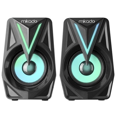 Mikado MD-S23 GLARE 2.0 Multimedia 3W-2 Siyah USB RGB Işıklı Gaming Speaker Hoparlör Stereo Giriş