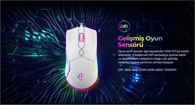 North Air White RGB Kablolu Profesyonel Oyuncu Mouse