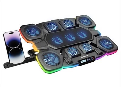 Rampage S50 RGB Işıklı 11 Fanlı LCD Göstergeli 1 Type C 1 Usb Girişli Notebook Soğutucu