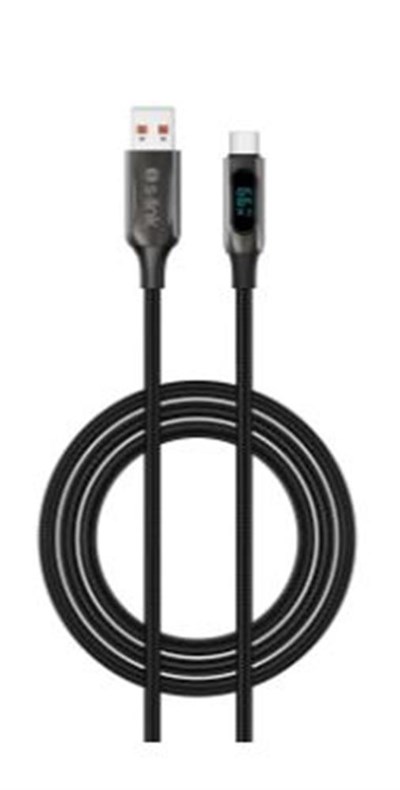 S-link Armor LED UC-066 66W 1m USB to Type-C PD Örgülü LED Başlıklı Siyah Hızlı Şarj Kablosu