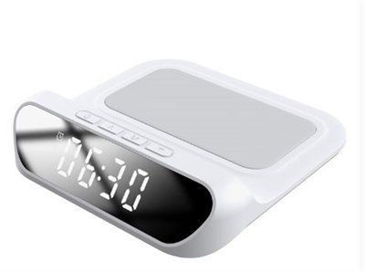 S-link SL-CW18 Beyaz Telefon Uyumlu 15W LCD Ekran Double Alarmli Kablosuz Şarj Cihazı