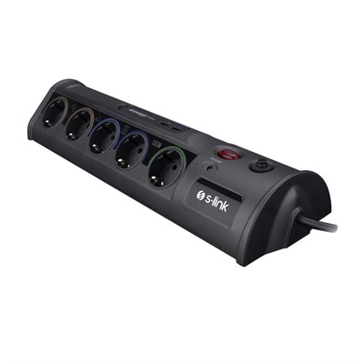 S-link SWV-PRZ010 1.8M 1860 Joule 1.5mm 1 Usb 1 Type C 2.1A-5V 16A 250V 3680W 10lu Akım Kor.Priz