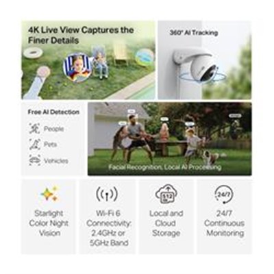 TP-Link Tapo C560WS 4K 8MP 360° Gece Görüşlü 512GB Micro SD Destekli Wi-Fi Kamera