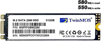 TwinMOS 512GB NGFFFGBM2280 M.2 2280 SATA3 SSD (580Mb-550Mb-s) 3DNAND Ssd Disk