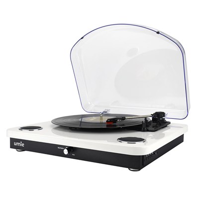 UMİE Bemol Beyaz Piano Kaplama 10W BT İN, BT OUT, RCA, USB Özellikli Nostaljik Pikap