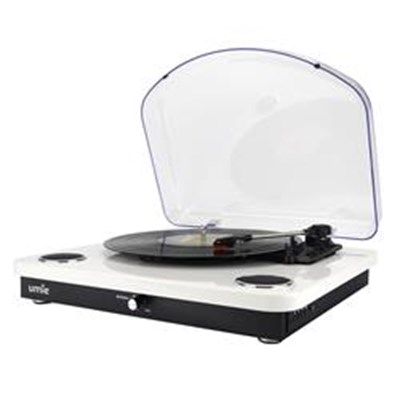 UMİE Bemol Beyaz Piano Kaplama 10W BT İN, BT OUT, RCA, USB Özellikli Nostaljik Pikap