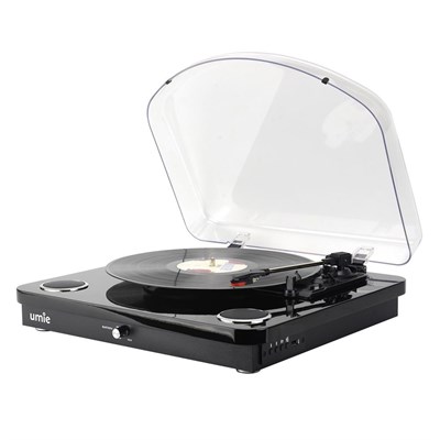 UMİE Bemol Siyah Piano Kaplama 10W BT İN, BT OUT, RCA, USB Özellikli Nostaljik Pikap