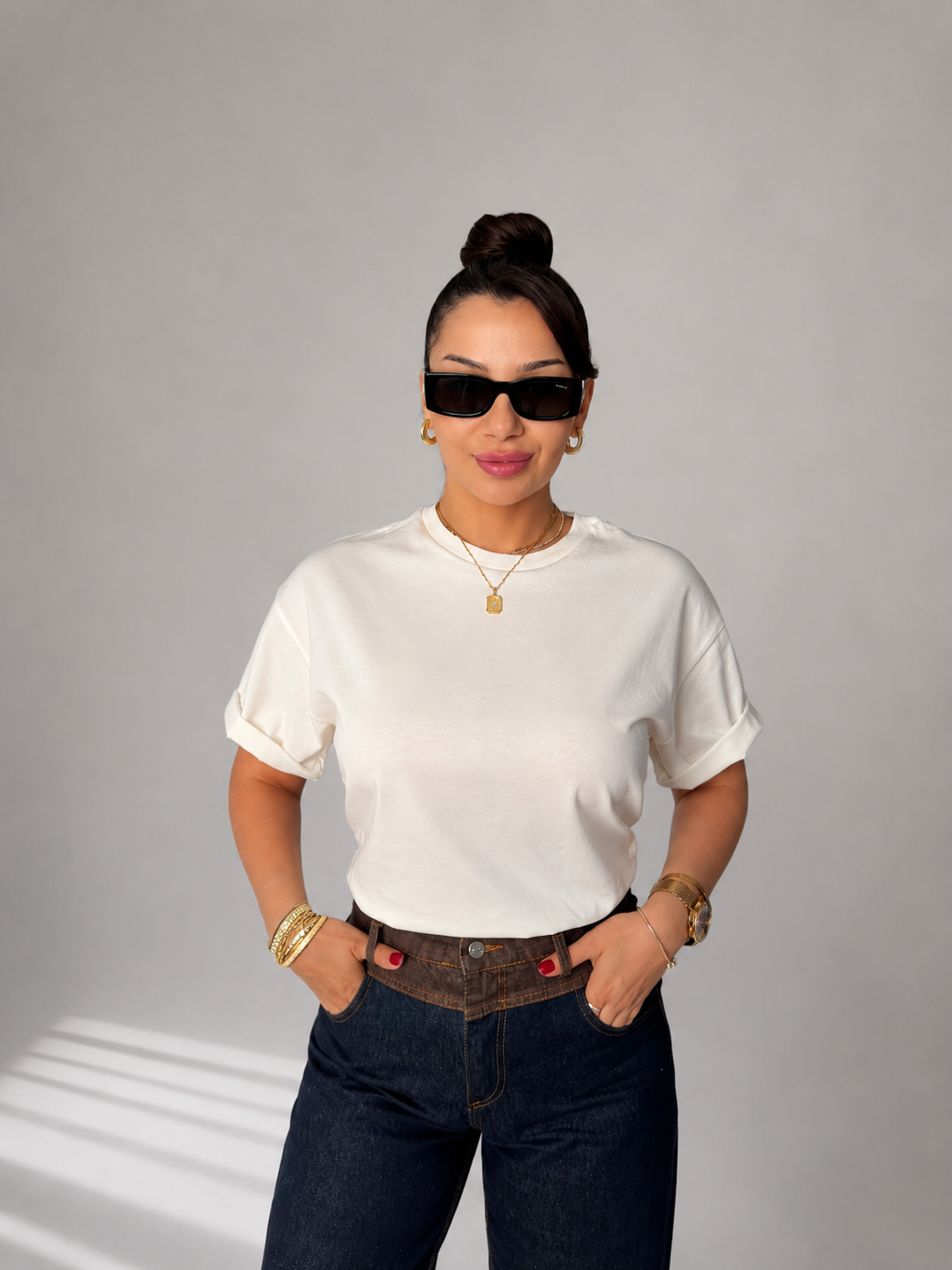 Gigi Beyaz Oversize Tişört