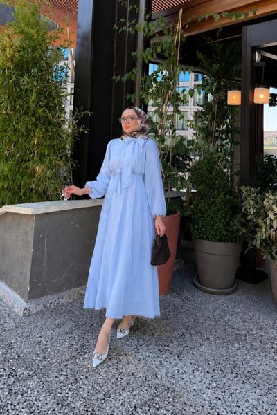 Eliz Fiyonk Detaylı Yazlık Tesettür Elbise