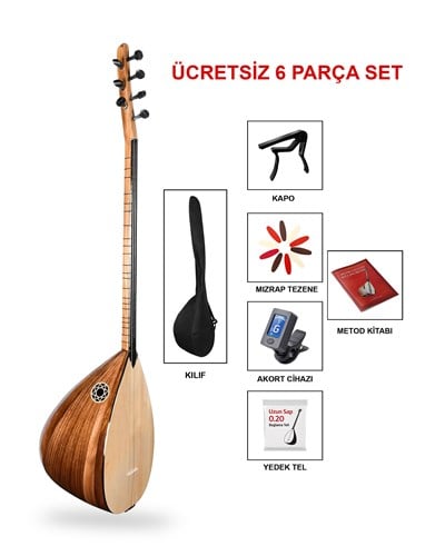 Jak Girişli Uzun Sap Maun Gövde Kaliteli Gürgen Sap Saz El Yapımı Bağlama Seti